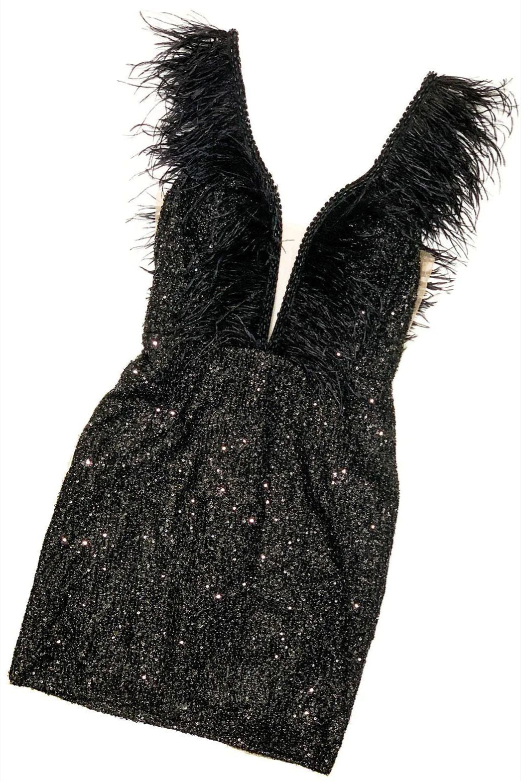 black sequin low back dress Black Sequin Open Back Plunging V Neck Prom Dress