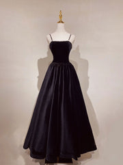 Aline Black Velvet Long Prom Dress for Women Formal Events