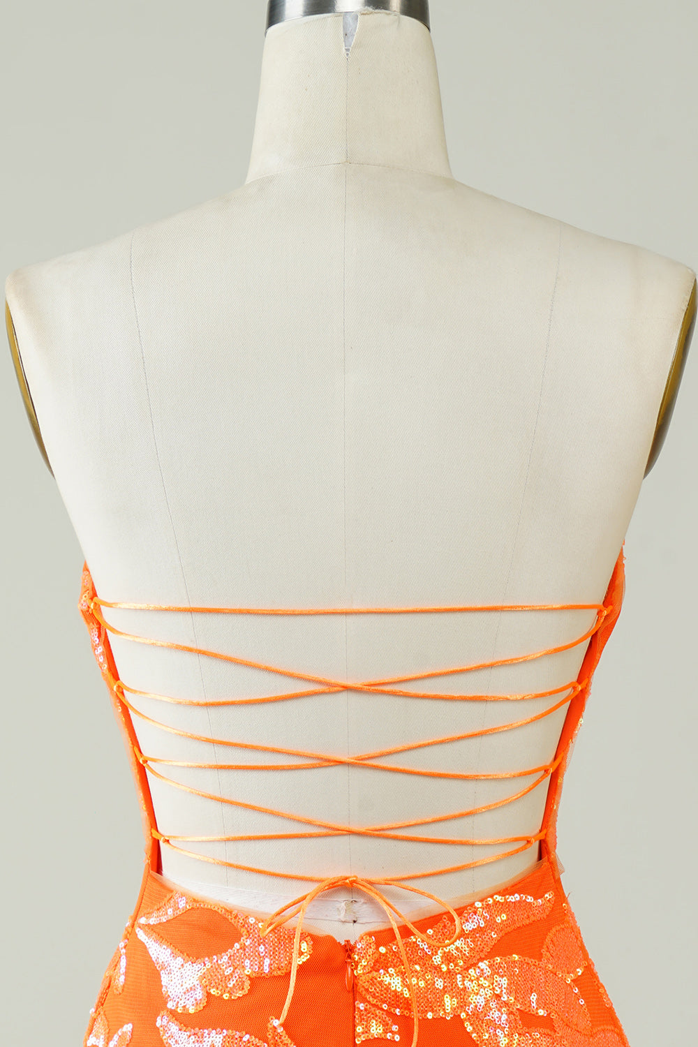 orange tight fitted dress Tight Long Jersey Prom Dress with Strappy Open Back Bright Orange / 6