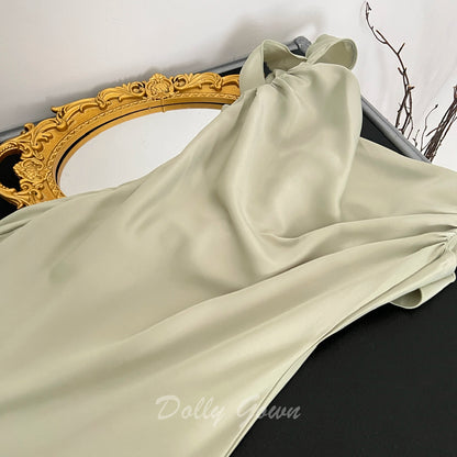 Casual Sage Green Cowl Neck Maxi Slip Dress Bridesmaid Dresses - DollyGown