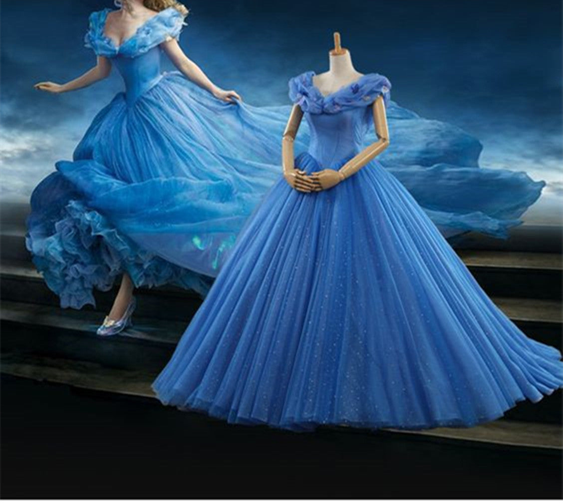 Fashion Light Blue Women Wedding Party Dress Fairy Lady Birthday Tulle Ball  Gown Flower Applique Puff Sleeve Maxi Evening Frock - AliExpress