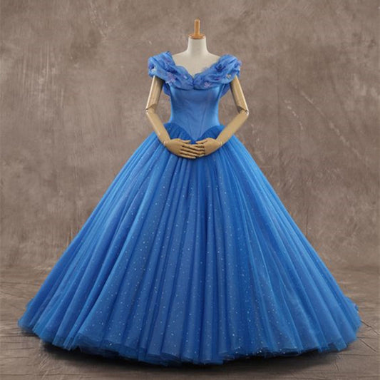 Disney Princess Blue Masquerade Ball Gown Cinderella Prom Dress - DollyGown