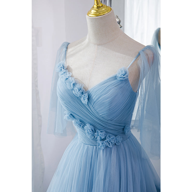 Fairytale Light Blue Tiered Tulle Princess Prom Dress - DollyGown