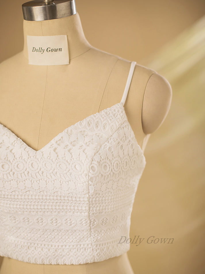 Hydrangea Spaghetti Straps Lace Bridal Top