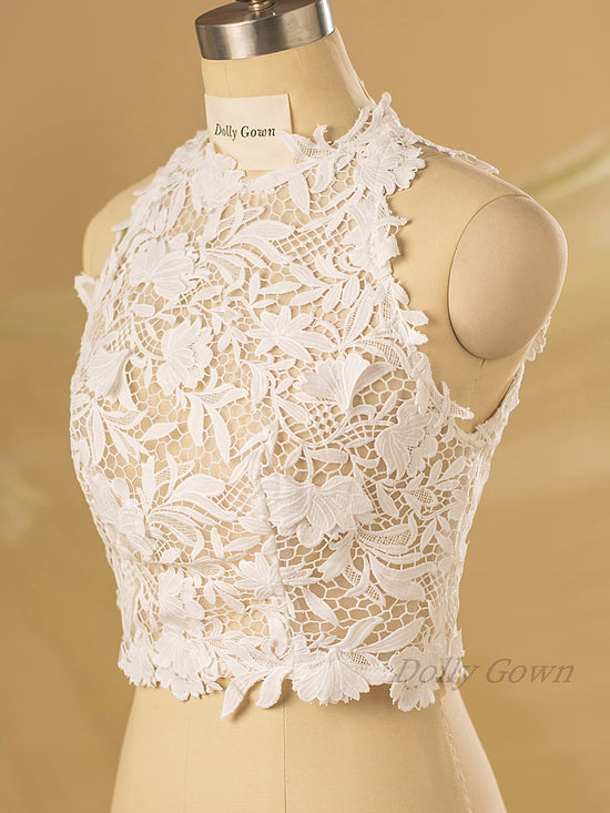 Leaf Halter Neck Lace Bridal Top