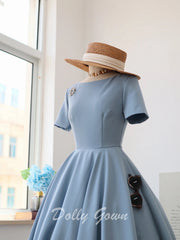 blue 1950s dress Light Short Vintage Style with Short Sleeves white wedding dresses Womens Plus Size Black 100% Polyester Stretch Colour:Turquoise