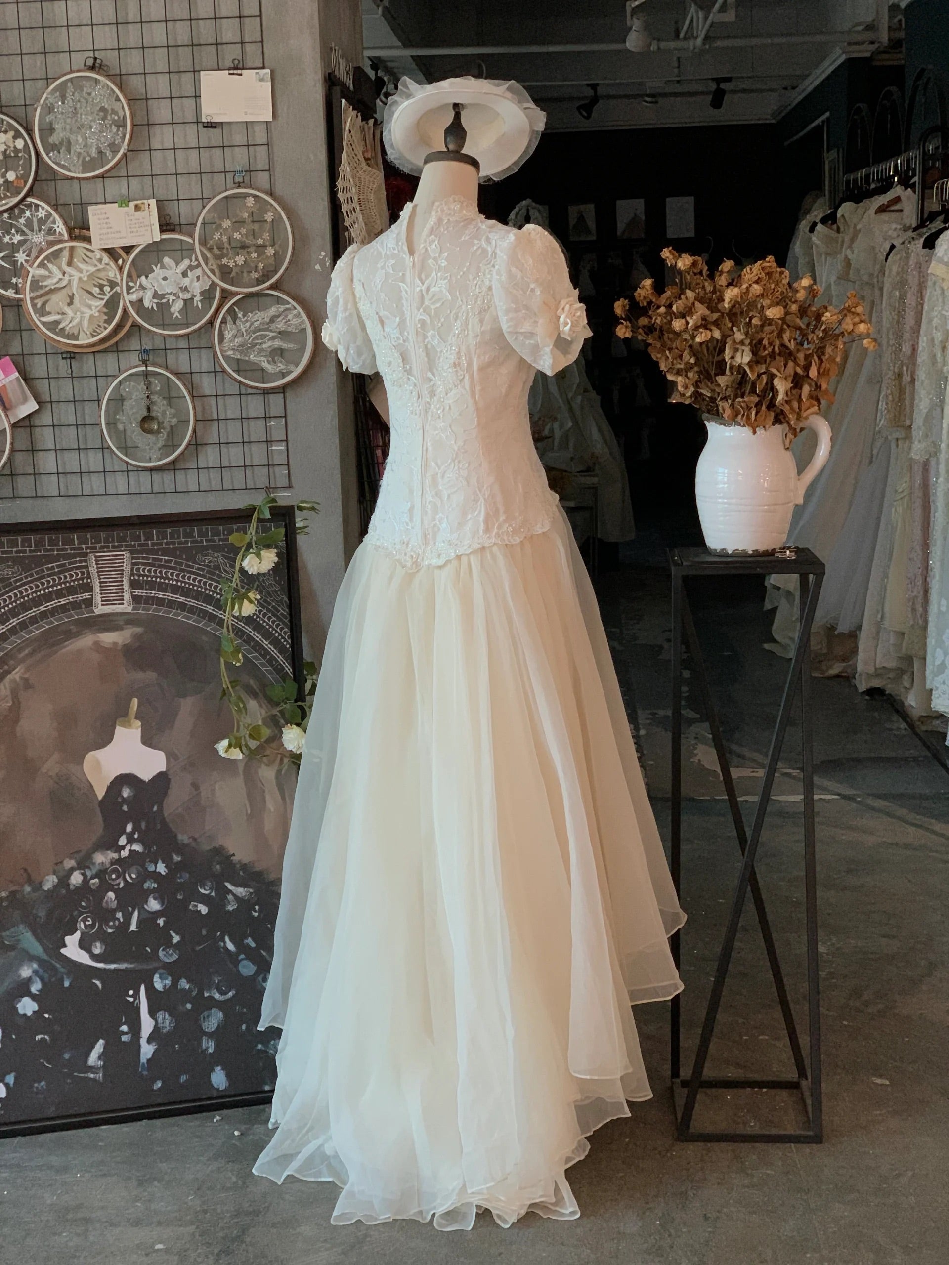 Ball Gown High neck Luxurious Train Long Sleevess Sparkle Applique Satin  Wedding Dresses – Ballbella