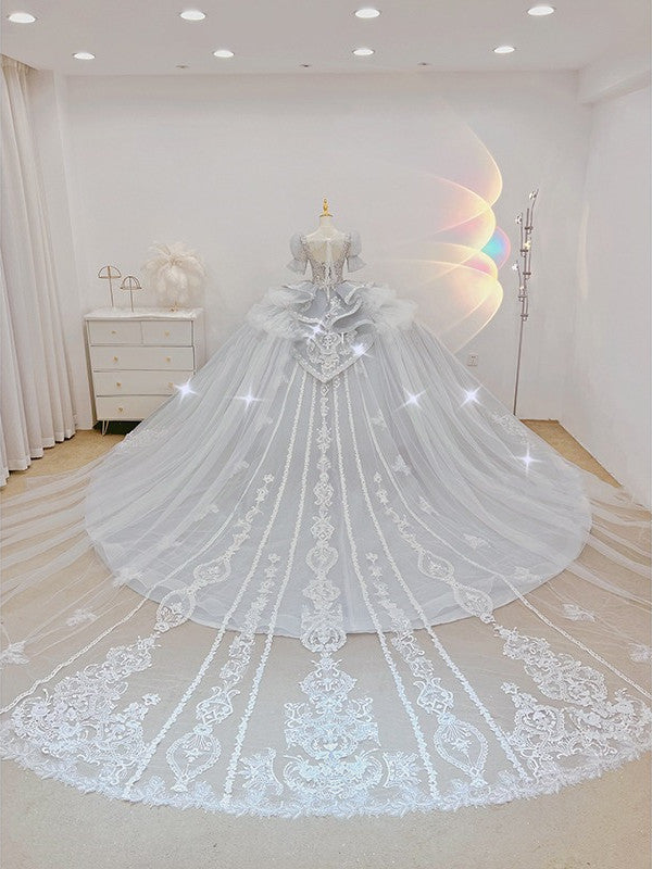 White Bridal Ao Dai | Embellished Vietnamese Traditional Bridal Dress |  Dream Dresses by P.M.N.