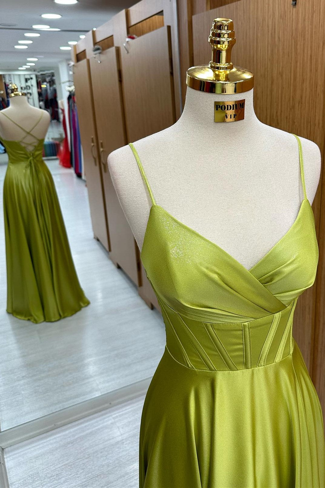 Olive Green Corset Lace-Up A-Line Long Formal Prom Dress Olive Green Corset Lace-Up A-Line Long Formal Prom Dress