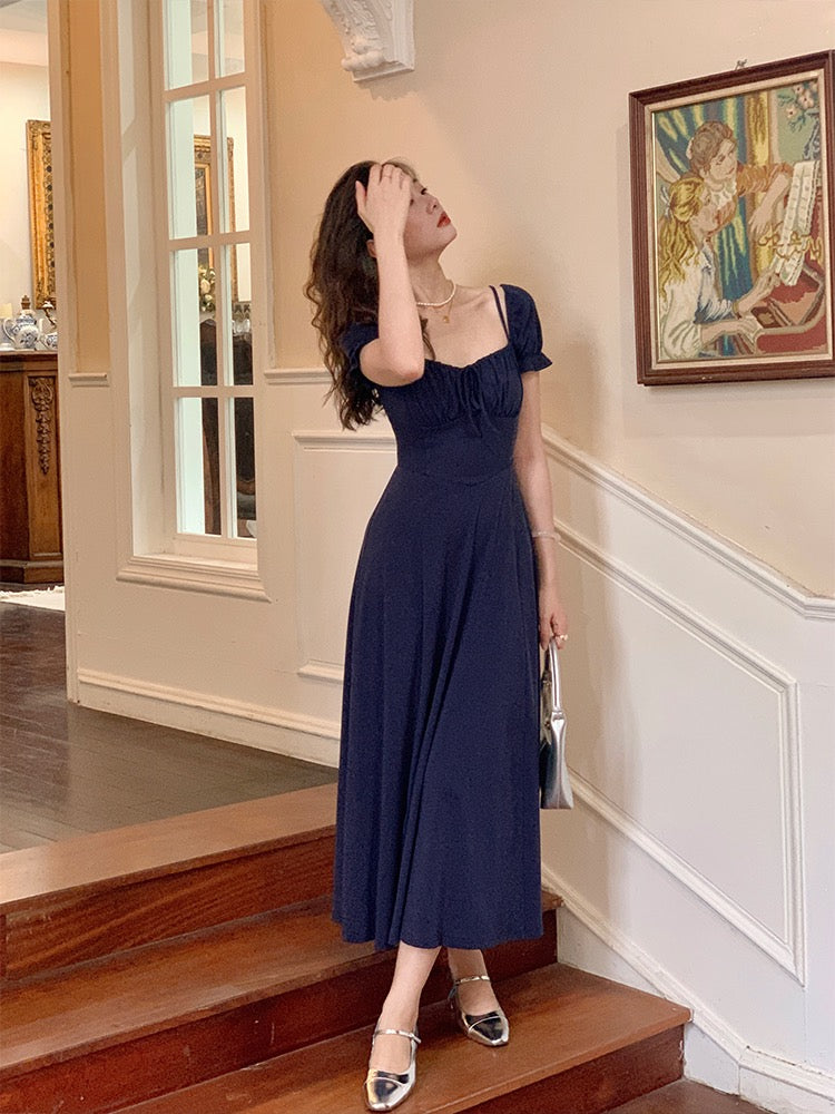 navy summer dress Classic Linen Open Back Maxi our Marina Dress has a relaxed elegance A versatile navy dress (and
