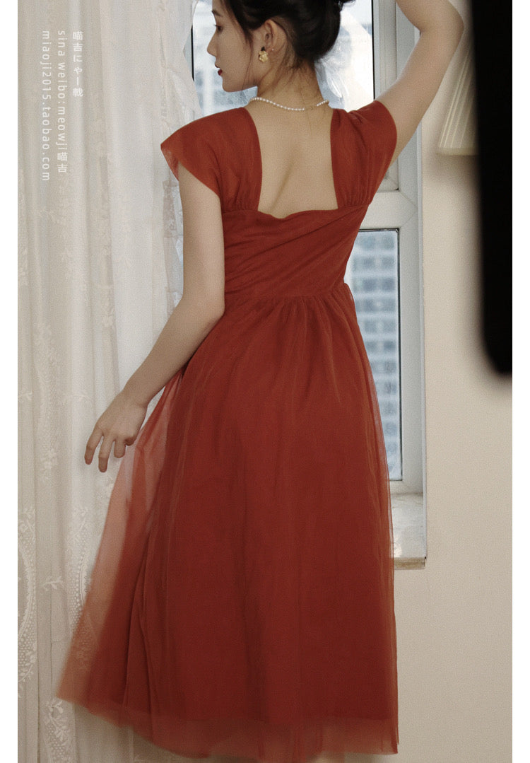 New Arrival Cap Sleeves Tulle 50s Swing Dress - DollyGown