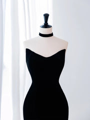 Elegant Black White Velvet Mermaid Long Prom Evening Dress