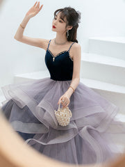 Elegant Purple Sweetheart Neck Tulle Floor-Length Prom Dress for Graduations