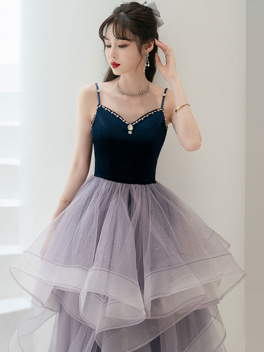 Elegant Purple Sweetheart Neck Tulle Floor-Length Prom Dress for Graduations