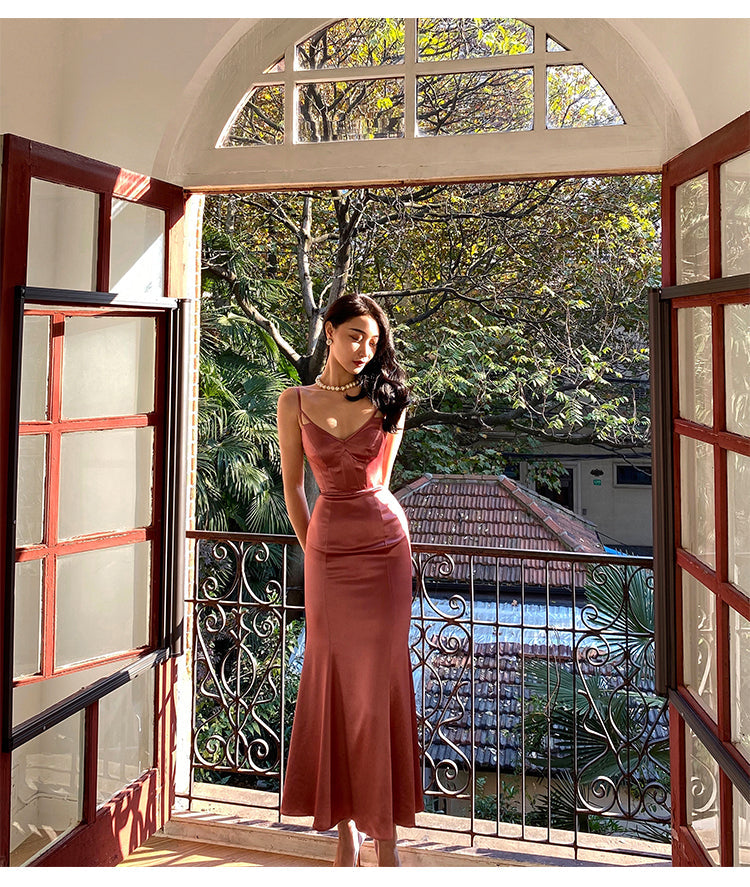 Long Formal Occasion Satin Sleeveless Evening Gowns for Women