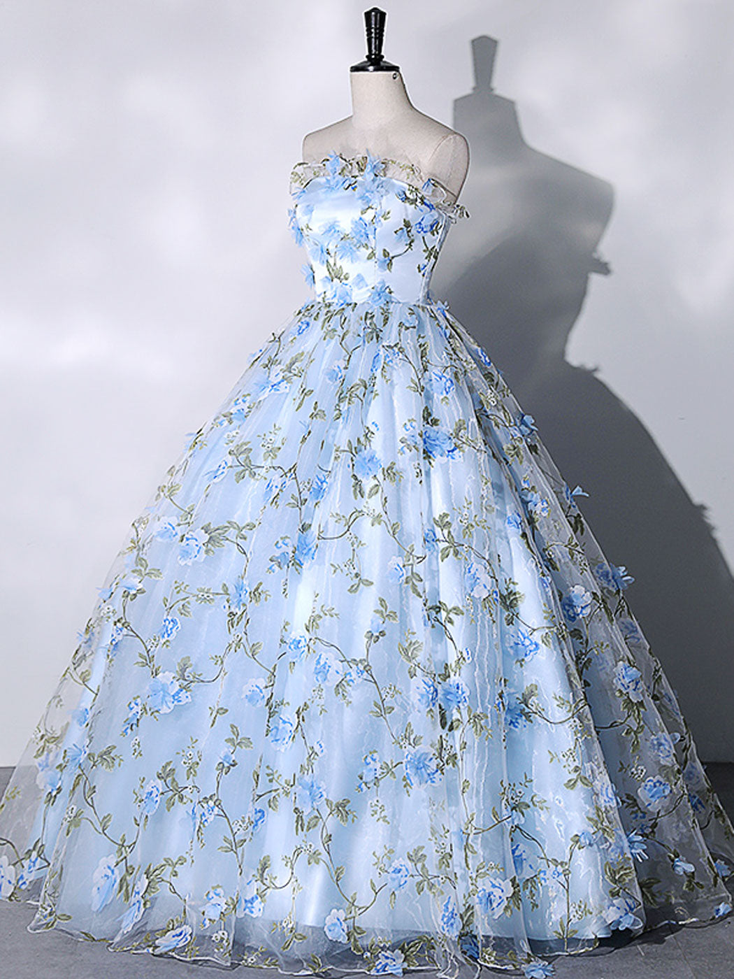 Elegant Blue Tulle Lace Long Prom Dresses for Sweet 16