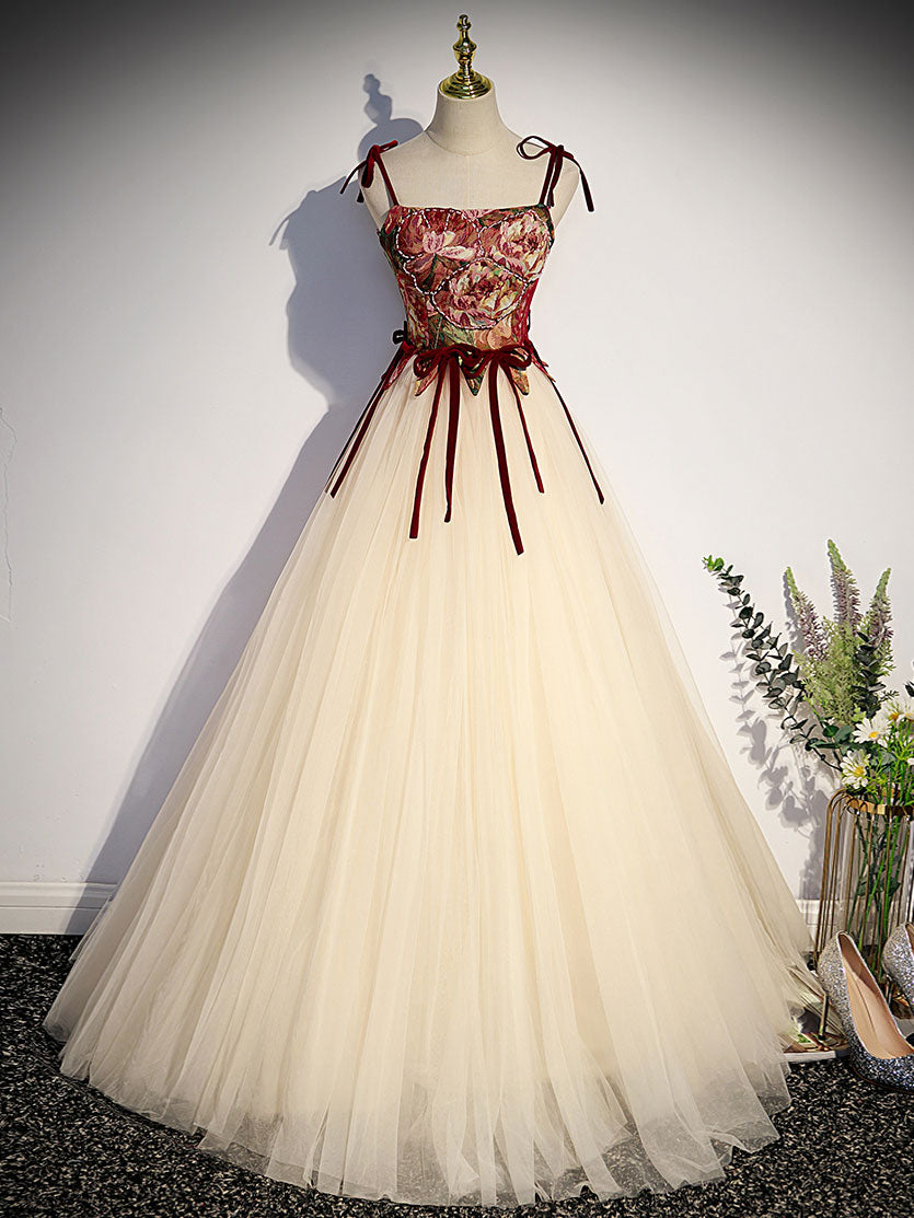 Champagne Long Sleeve A Line Prom Dress For Women Evening