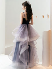 Elegant Purple Sweetheart Neck Tulle Floor-Length Prom Dress for Graduations