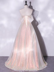 Pink Off Shoulder Tulle A-Line Prom Dresses For Women Formal