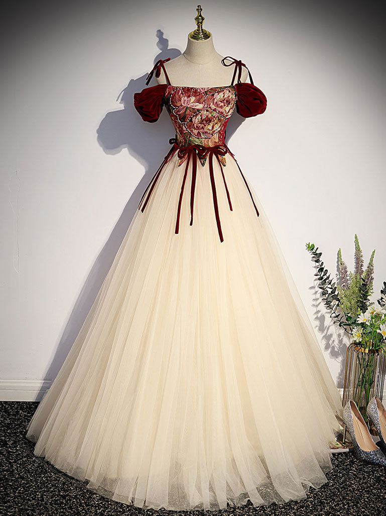 Champagne Long Sleeve A Line Prom Dress For Women Evening