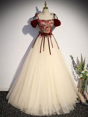 Champagne Long Sleeve A Line Prom Dress For Women Evening