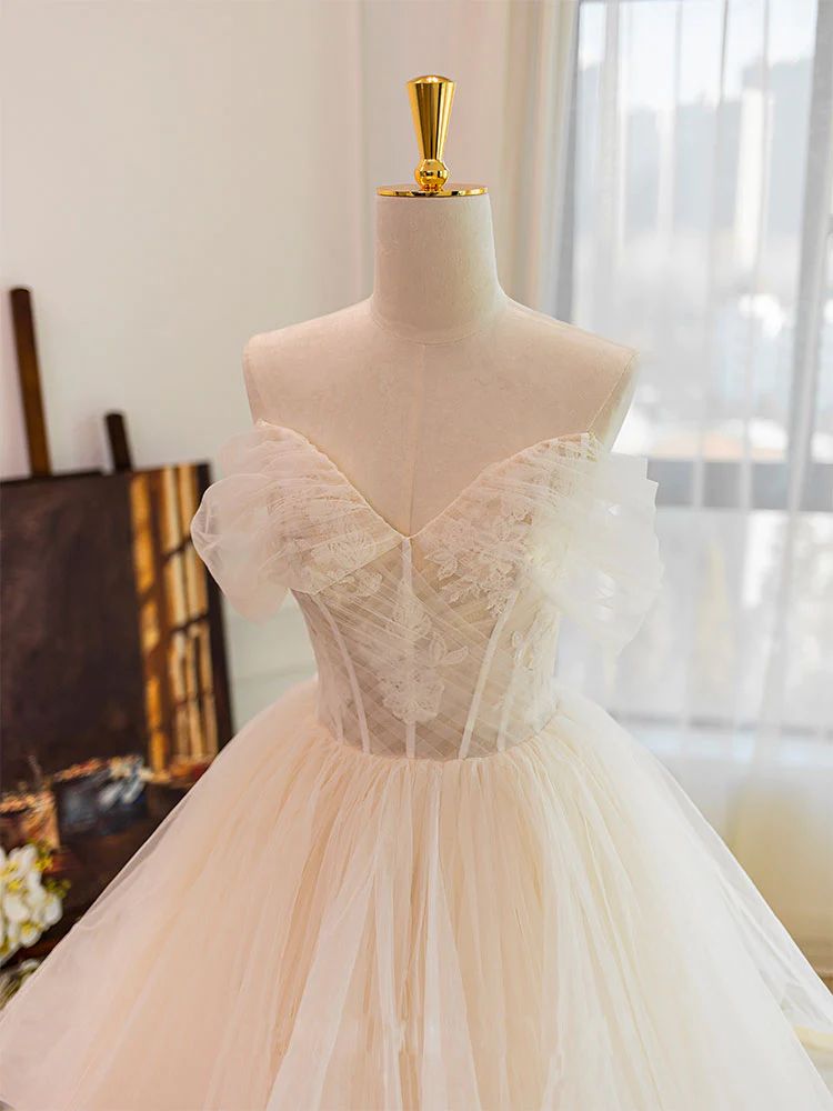 Off Shoulders Ruffles Romantic Princess Ball Gown - DollyGown