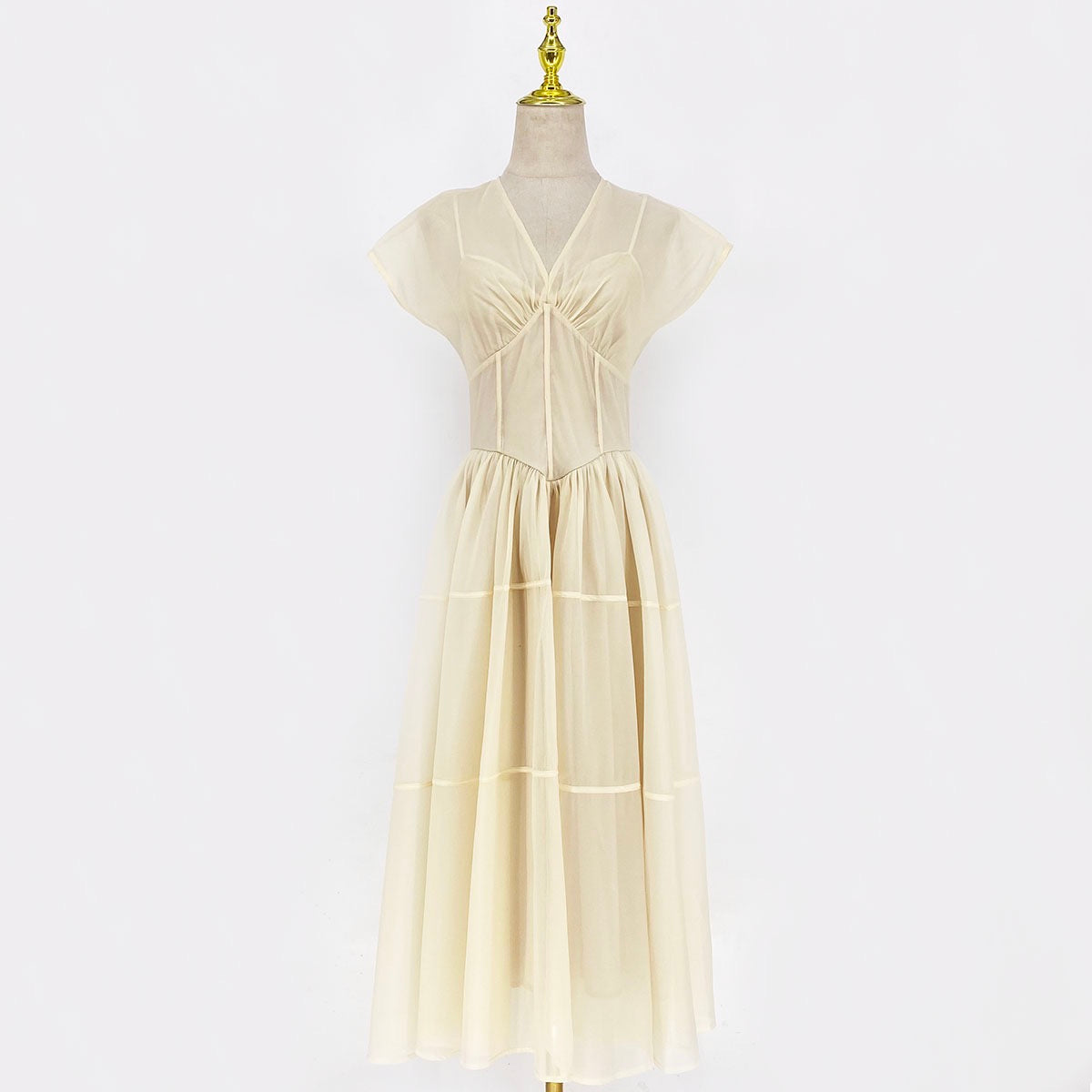 Petite Champagne Cap Sleeves Midi Dress Petite Champagne Cap Sleeves Midi Dress