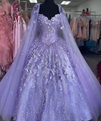 Tulle Lace-Up Ball Gown Prom Dress with Built-In Bra