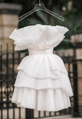 White Short Satin Party Homecoming Dress