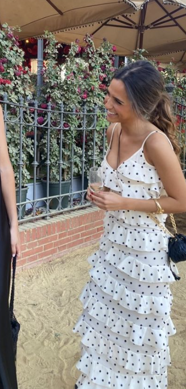 Elegant Spaghetti Straps Polka Dots Long Prom Dress Evening Gown