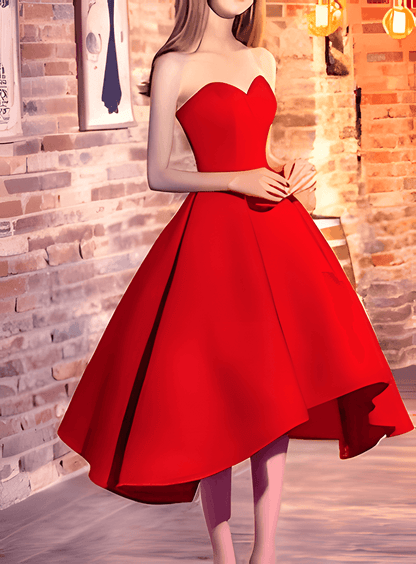 Red Sweetheart High Low Homecoming Dress/Prom Dress for Freshman - DollyGown
