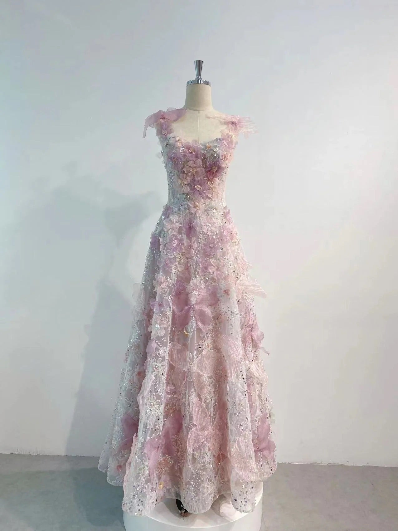 Dolly Gown Romantic Fairy Tulle 3D Floral Colorful Wedding Dress