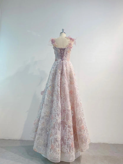 Romantic Pink 3D-Floral Prom Dress Formal Dress - DollyGown