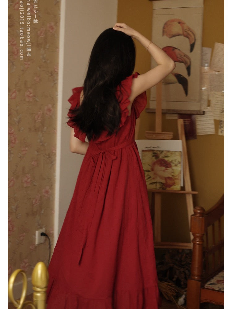 round neck chiffon dress Nina Leonard 3/4 Balloon Sleeve Round Neck Chiffon Dress - Blue