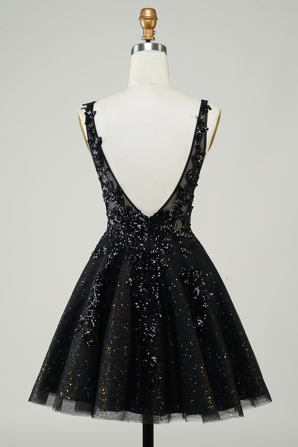 Orange Glitter Applique V-Neck Tulle Homecoming Dress Orange Glitter Applique V-Neck Tulle Homecoming Dress