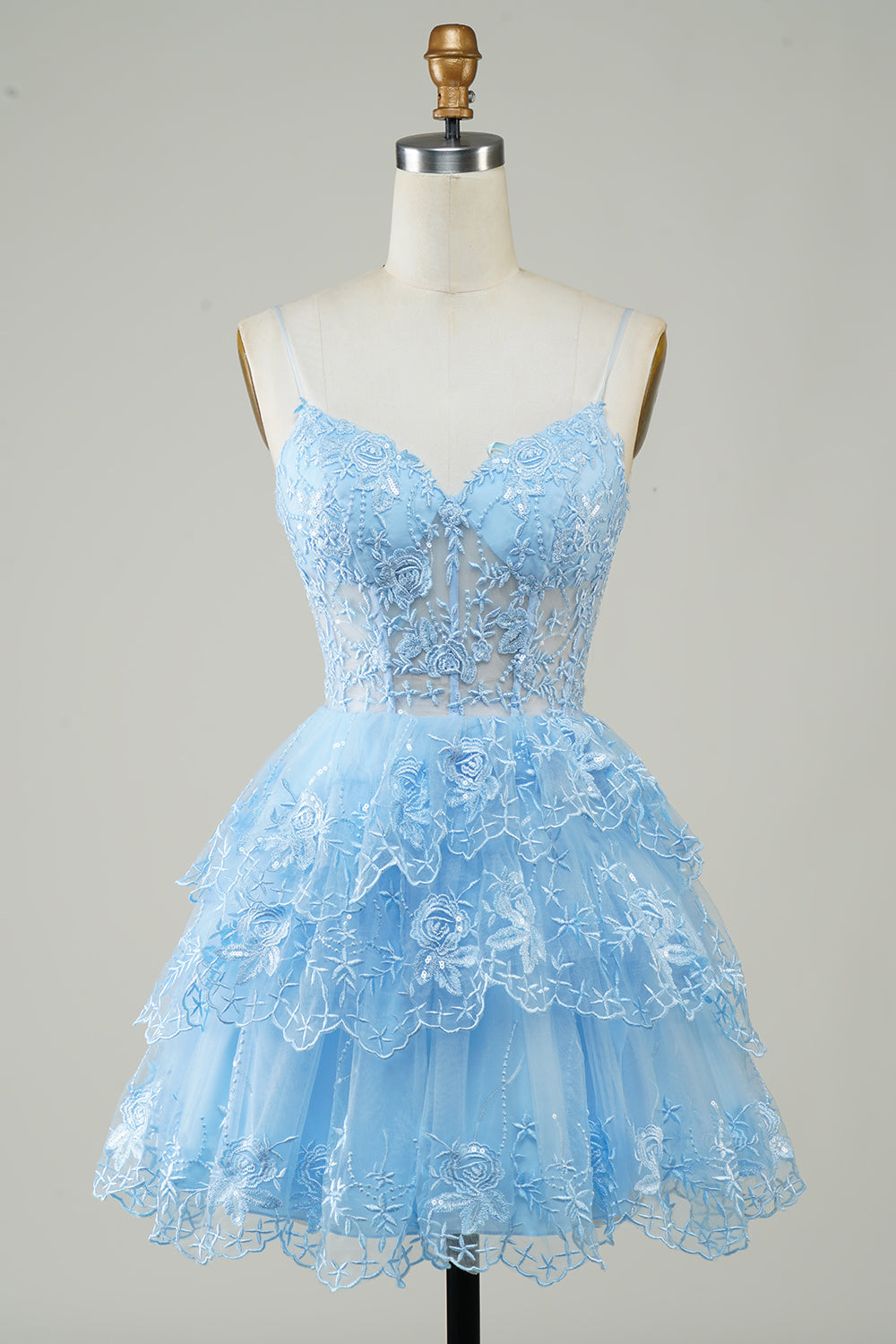 Glitter Lace Asymmetrical Ruffle Tiered Short See Through Homecoming Dress Glitter Lace Asymmetrical Ruffle Tiered Short See Through Homecoming Dress