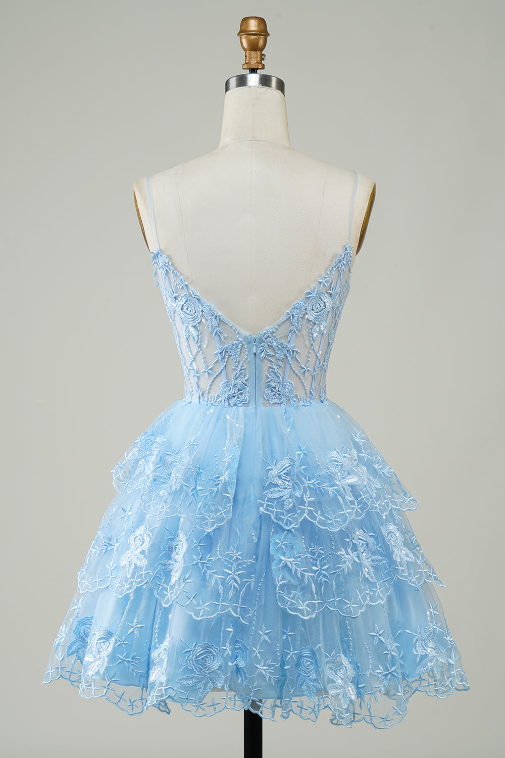 Glitter Lace Asymmetrical Ruffle Tiered Short See Through Homecoming Dress Glitter Lace Asymmetrical Ruffle Tiered Short See Through Homecoming Dress