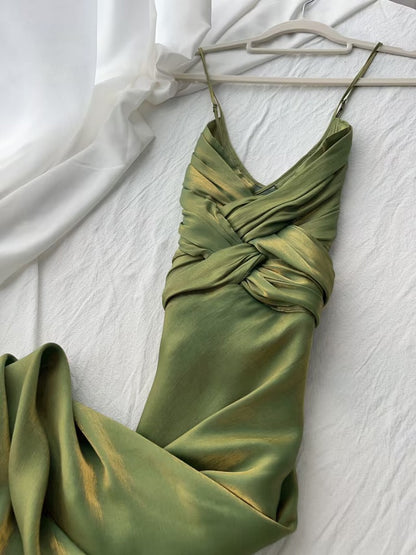 Semi-Formal Sage Green Dress for Wedding Guest - DollyGown