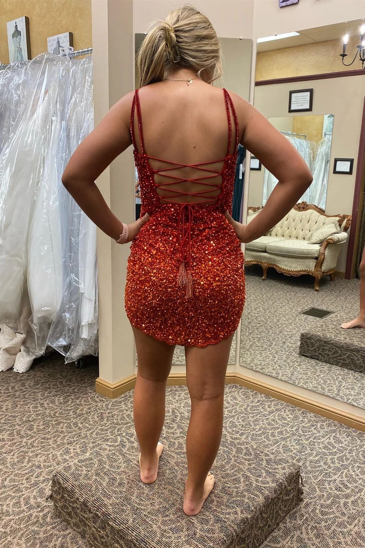 Short Red Sequins Tight Homecoming Dress Short Red Sequins Tight Homecoming Dress