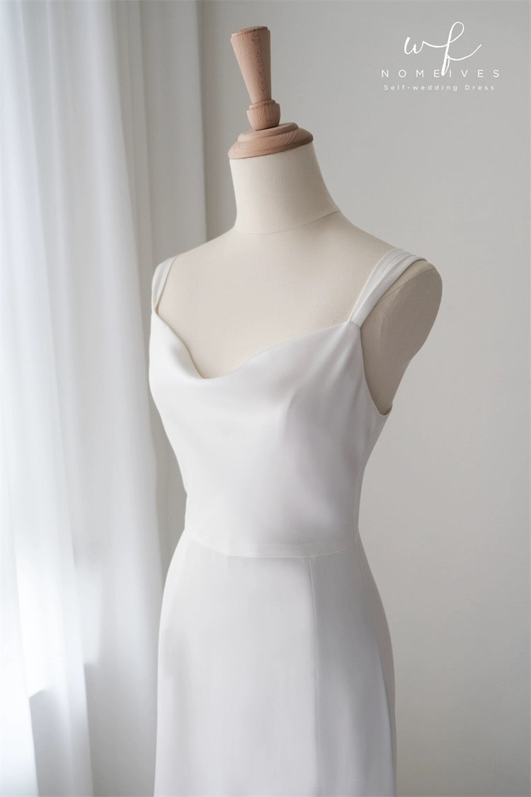 Simple Cowl Neck Slip Wedding Dress Simple Cowl Neck Slip Wedding Dress