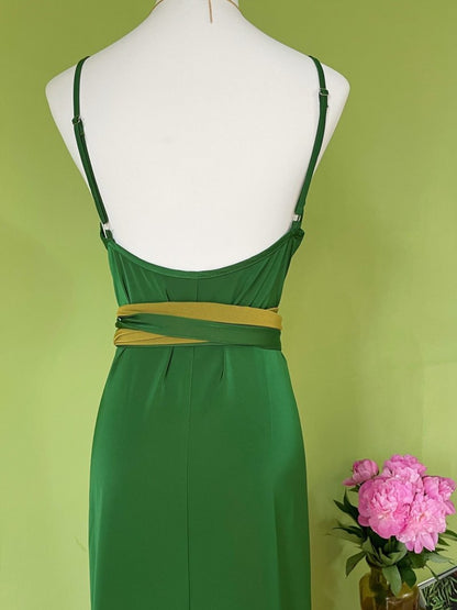 Tie Waist Green Summer Maxi Dress - DollyGown