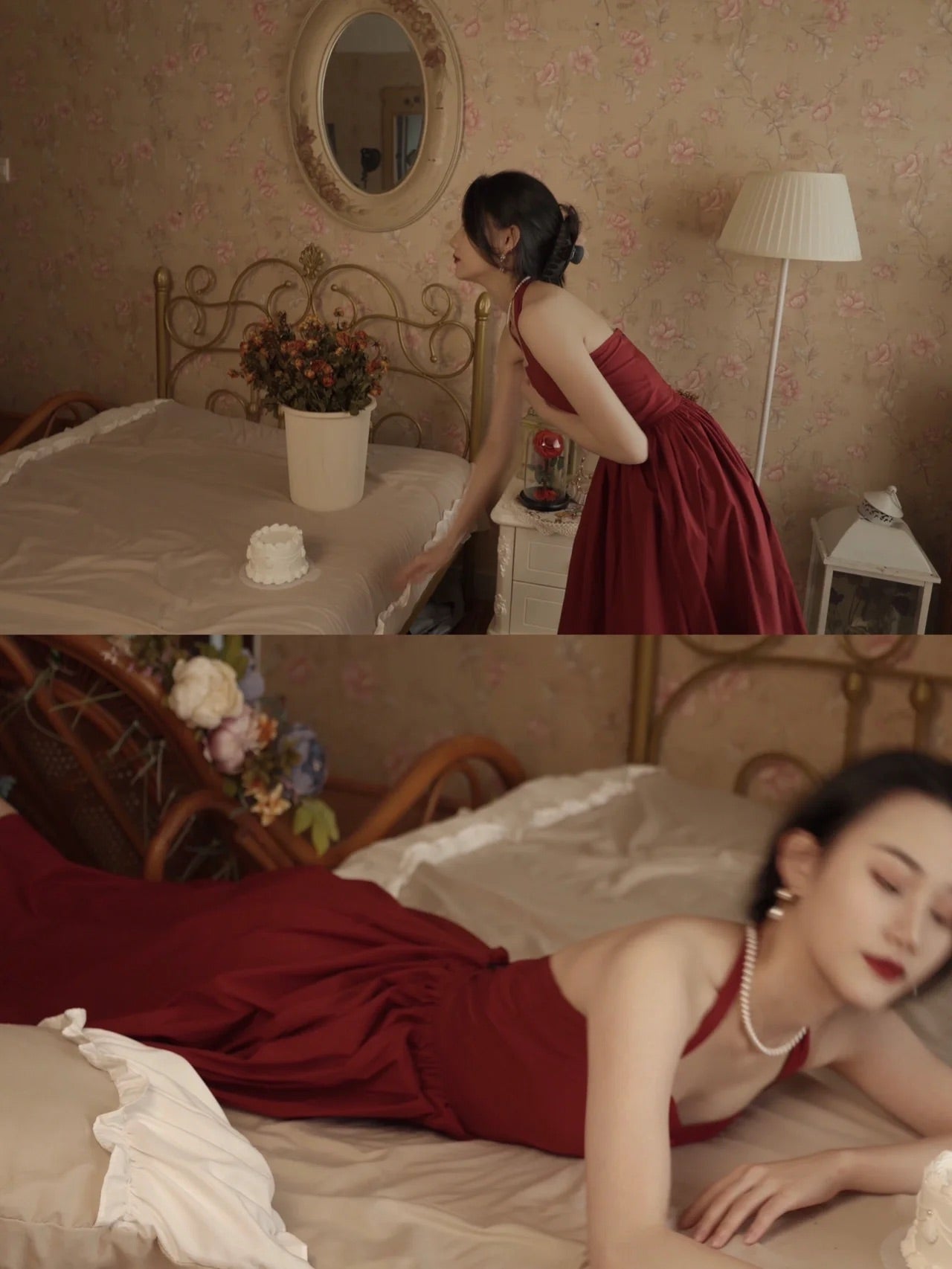 Vintage Burgundy Halter Neck 50s Swing Dress Vintage Burgundy Halter Neck 50s Swing Dress