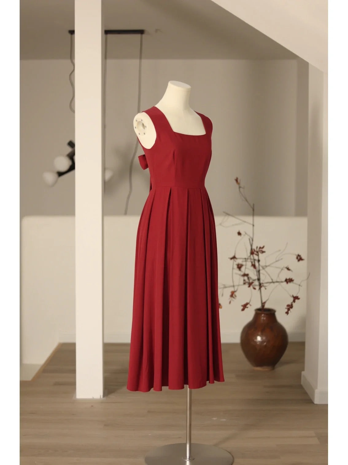 Vintage Burgundy Square Neck 50s Dress Vintage Burgundy Square Neck 50s Dress