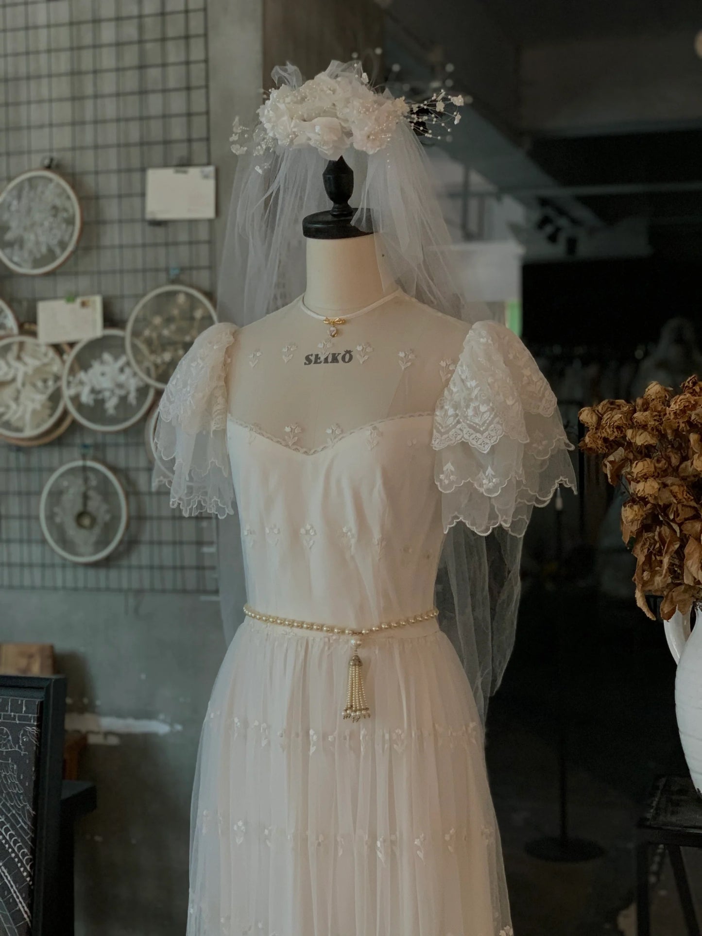 Vintage Style 70s Ankle Length Wedding Dress - DollyGown