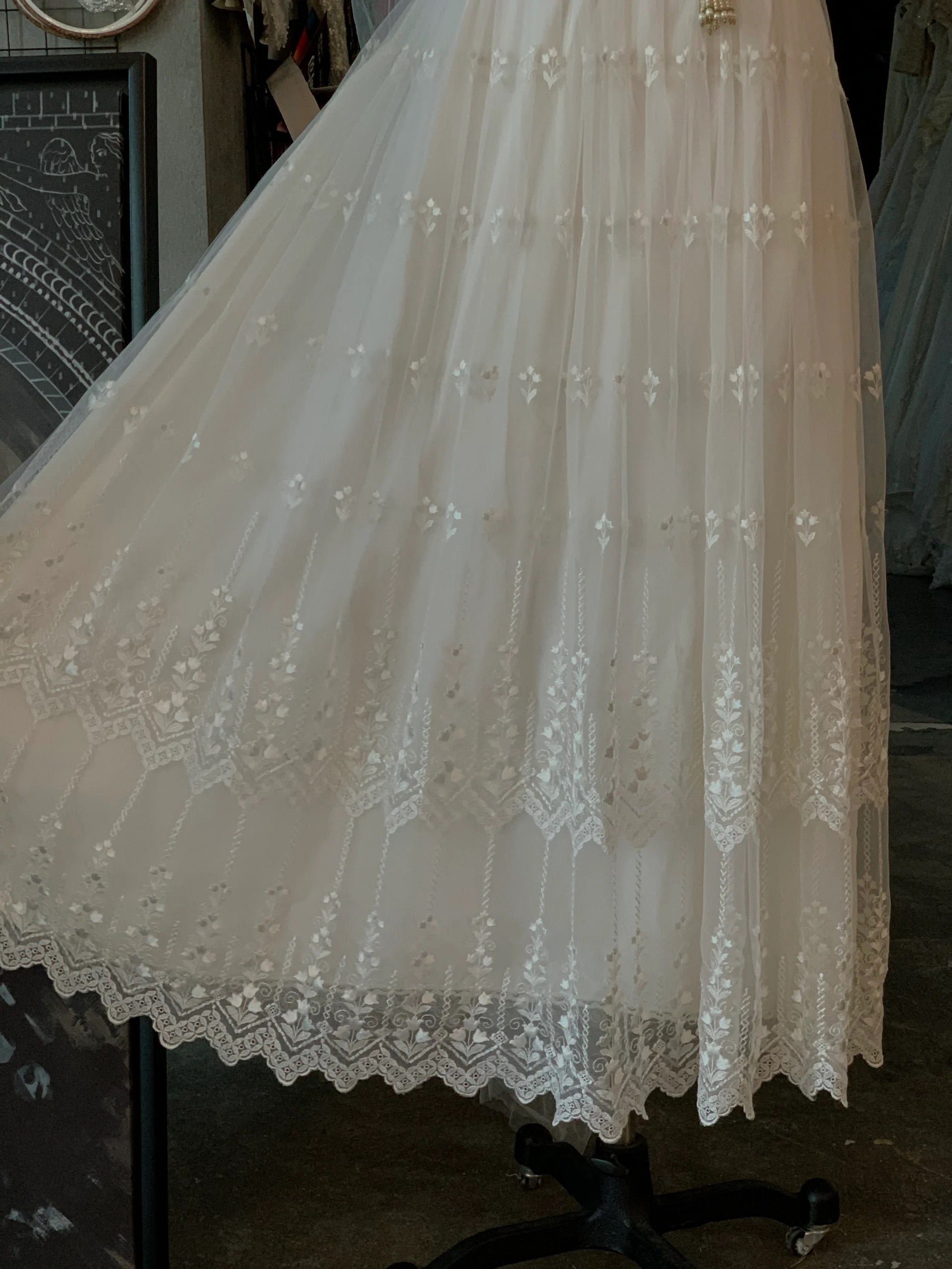 Vintage Style 70s Ankle Length Wedding Dress - DollyGown