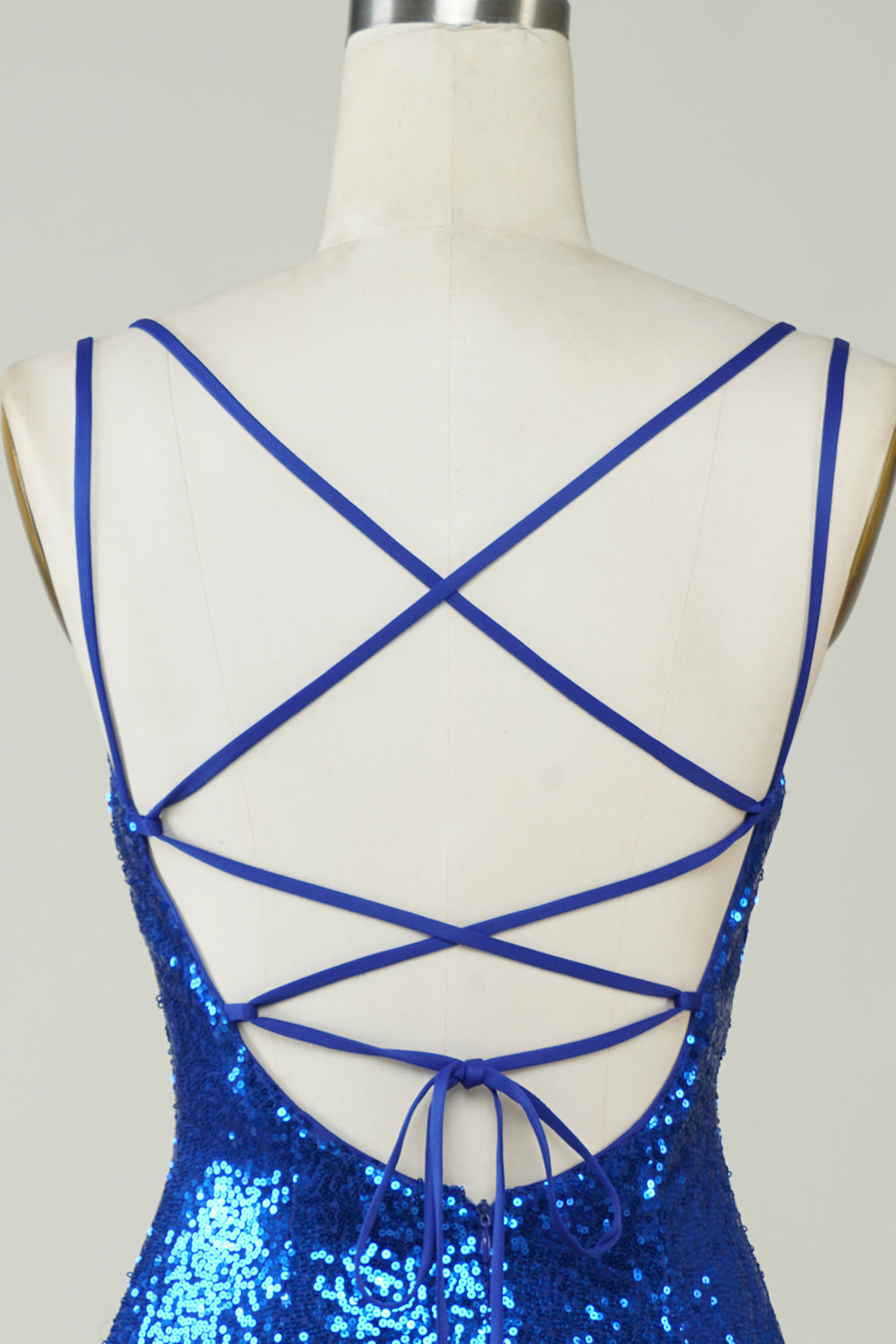 Royal Blue Sequin Backless Tight Homecoming Dress Mini Party Dress