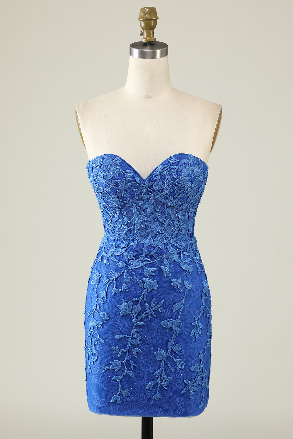 Royal Blue Sweetheart Applique Homecoming Dress - Tight Fitting Mini Dress