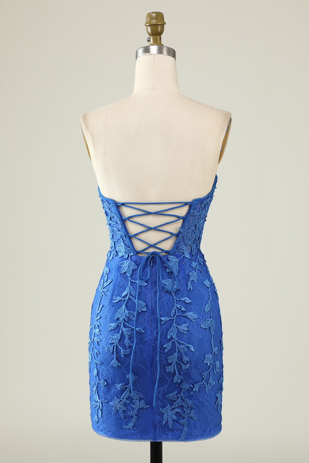 Royal Blue Sweetheart Applique Homecoming Dress - Tight Fitting Mini Dress