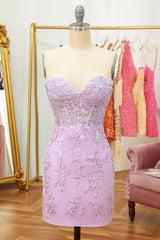 Royal Blue Sweetheart Applique Homecoming Dress - Tight Fitting Mini Dress