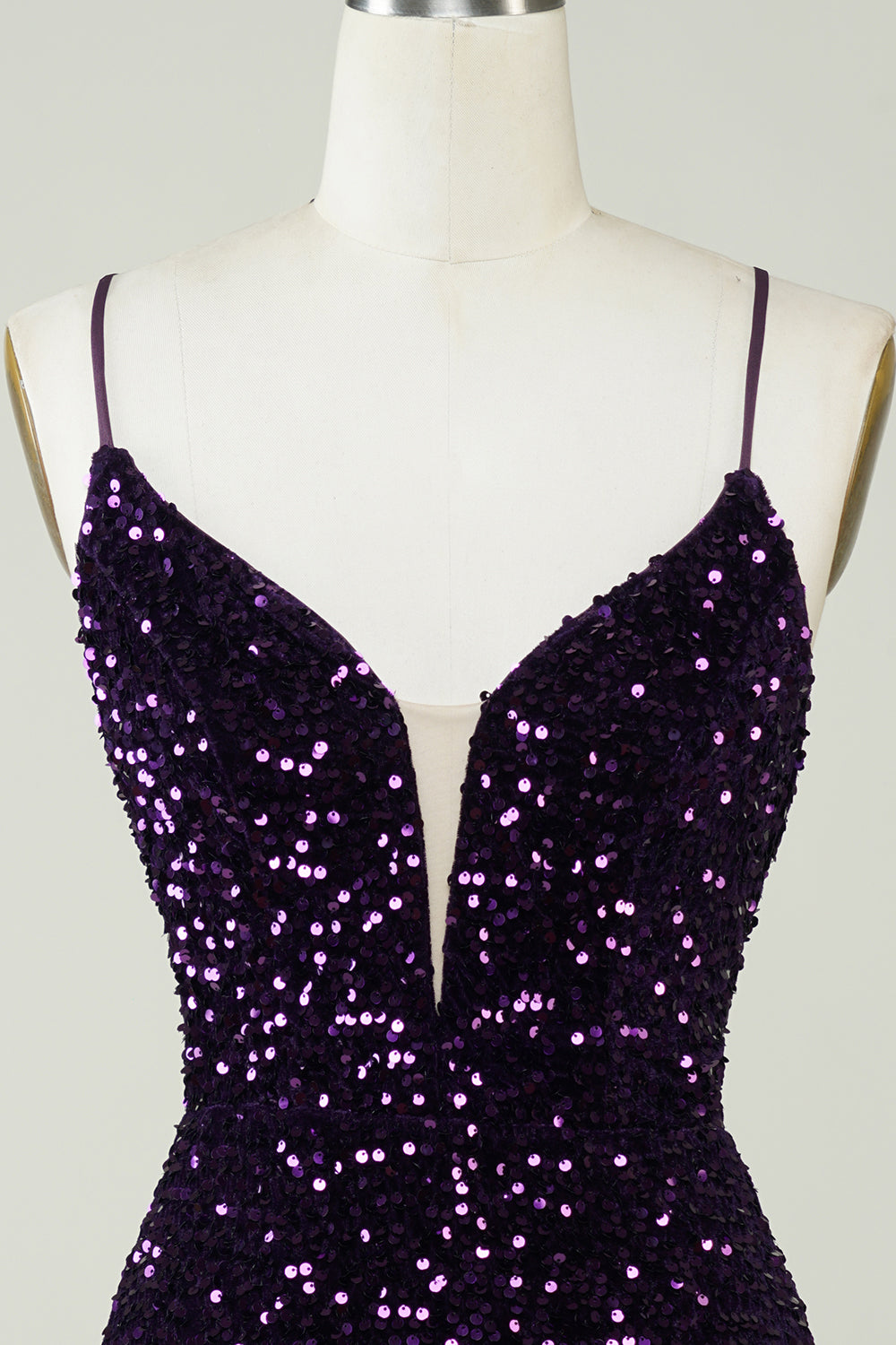Purple Sequin Backless Homecoming Dress with Slit - Sparkly & Tight